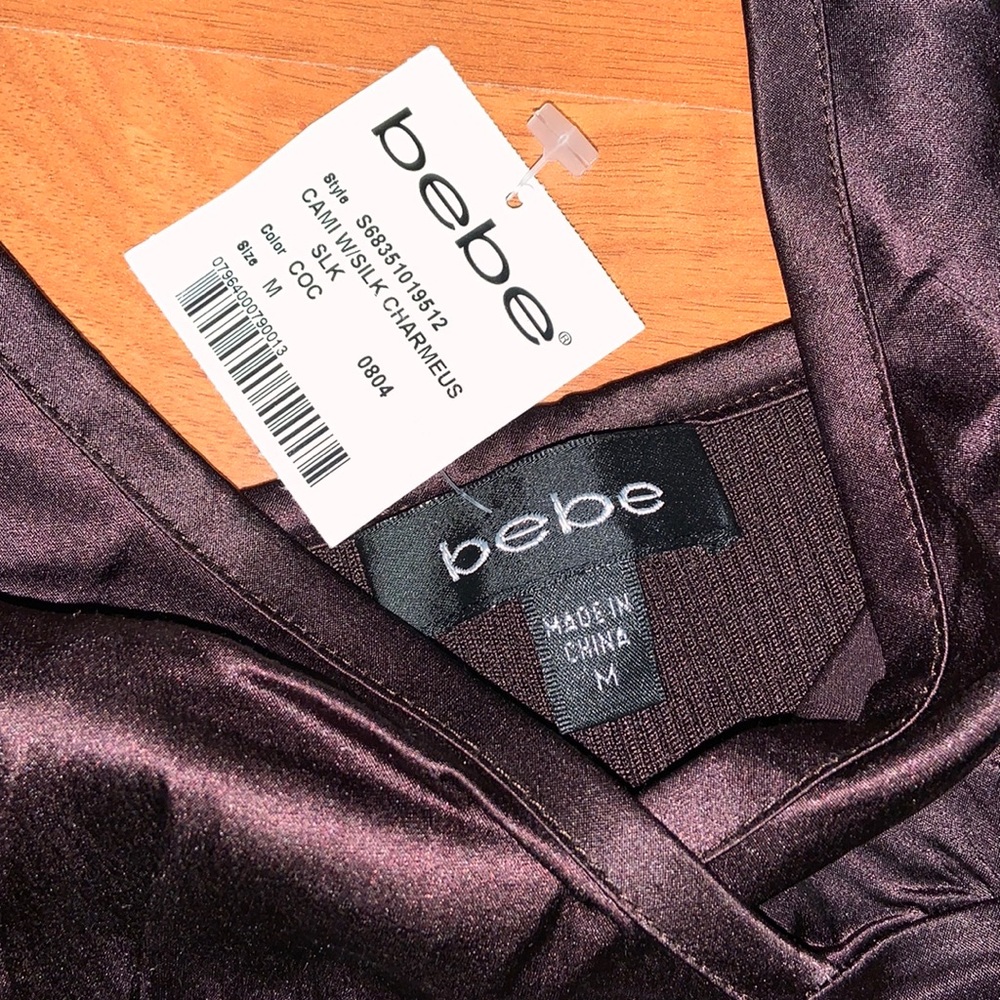 NWT bebe Ruched Silk Charmeuse Sweater Camisole - Picture 4 of 6